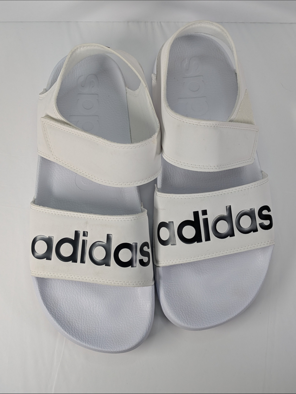 Adidas White Logo Comfort Slide Sandals - Picture 2 of 11